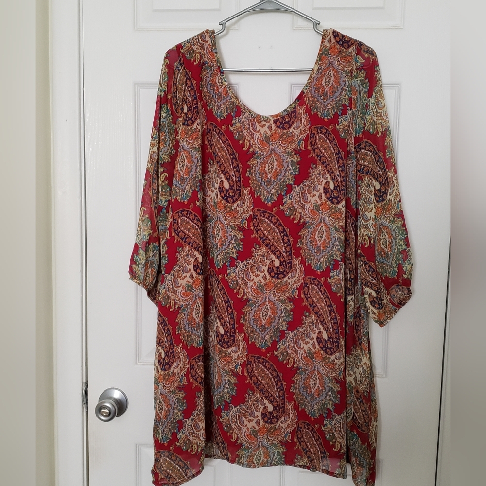 $15 or Bundle 3 for $35  Umgee Red Paisley A Line Dress